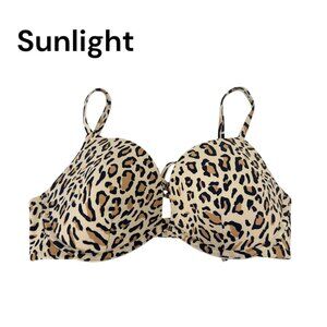 Shade & Shore Women Leopard Print Underwire Bikini Top 34DD Adjustable Strap